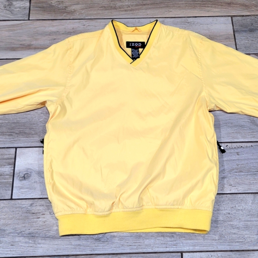 Izod Xfg Yellow Pullover v neck size Small windbreaker EUC
